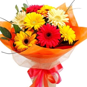 9 adet kark gerbera buketi Temelli anneler gn iek yolla 